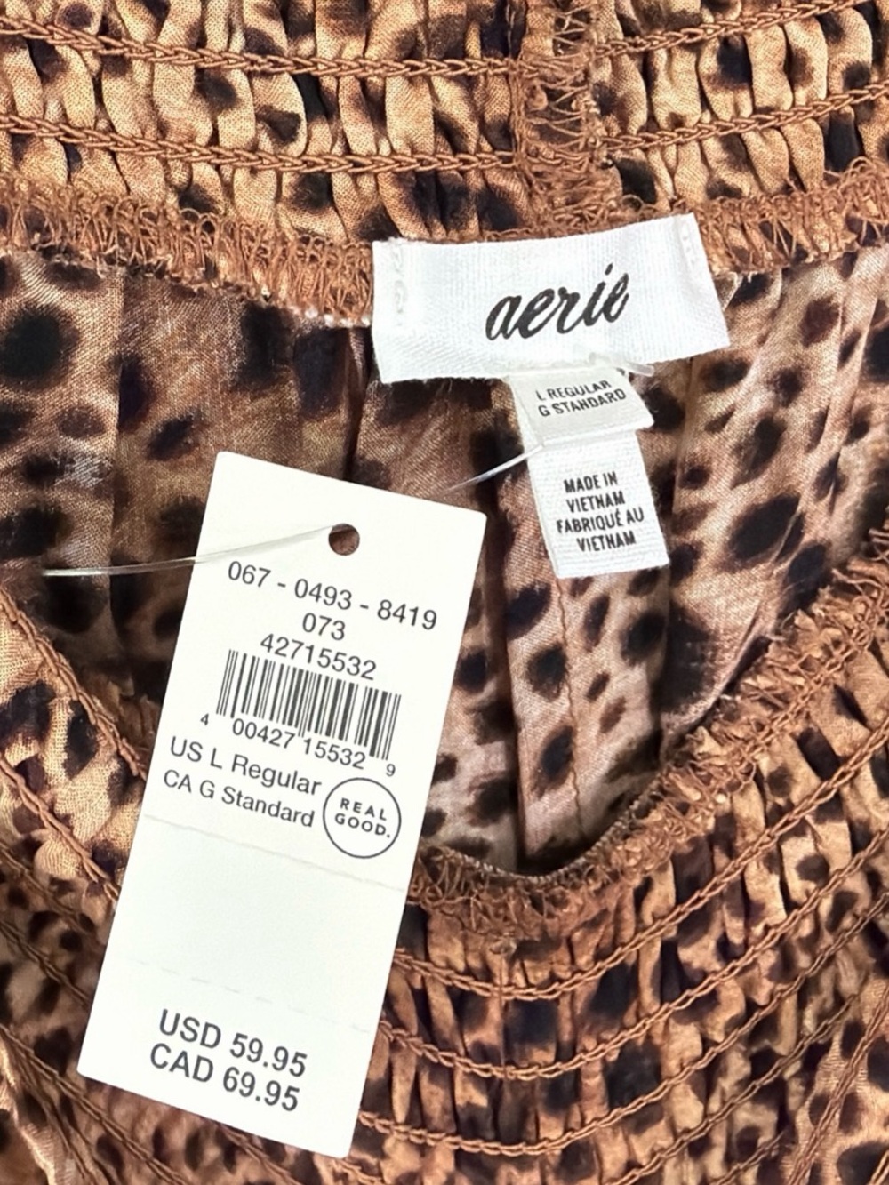 Aerie Party Pants Women Large Palazzo Leopard Print Super Wide Leg New with FLAW - Picture 9 of 16